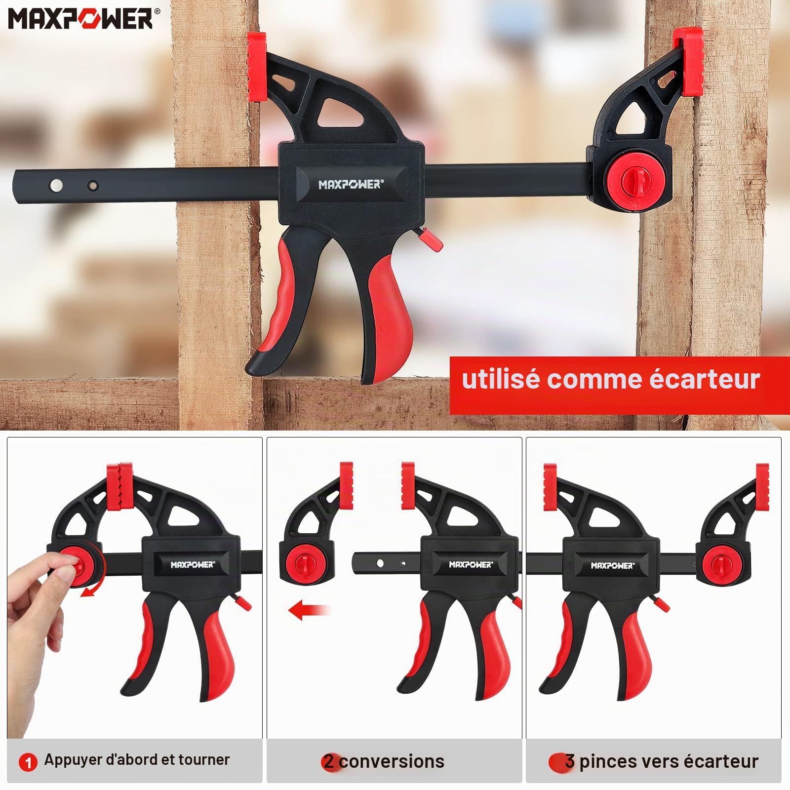 MaxPower Outils de serrage serre-joint rapide 150-600 mm 6 pièces