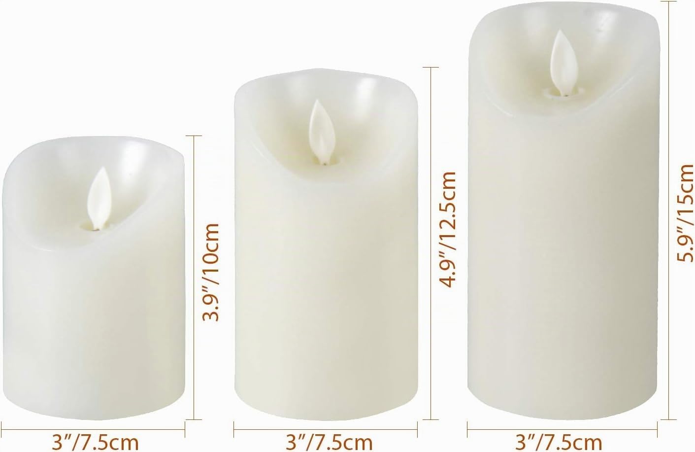 CCLIFE DIY Tools bougies LED cire beige 3 pcs télécommande