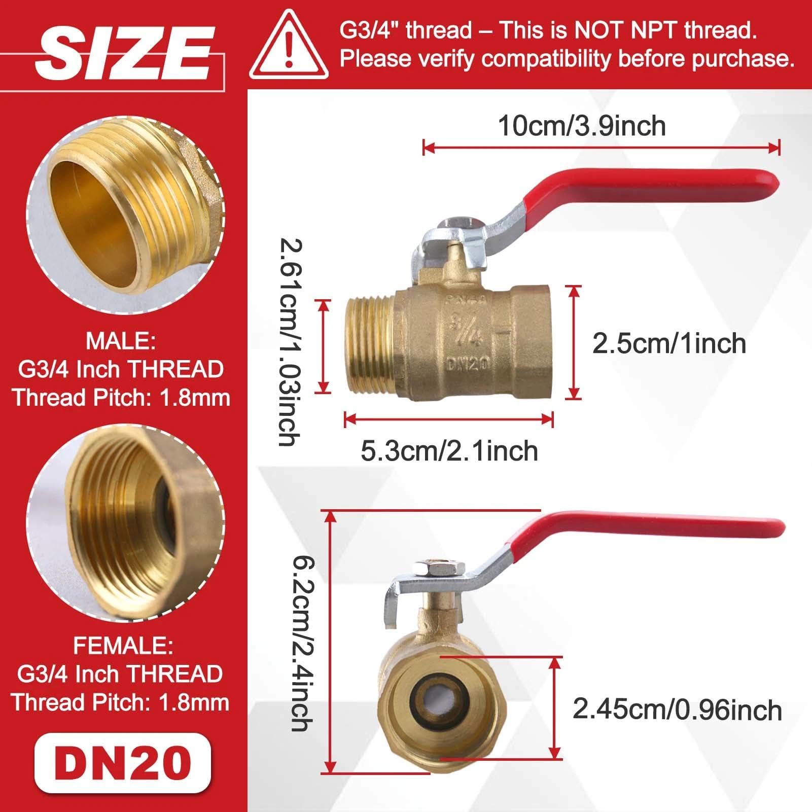 LEONTOOL G3/4 Vanne à bille laiton mâle femelle