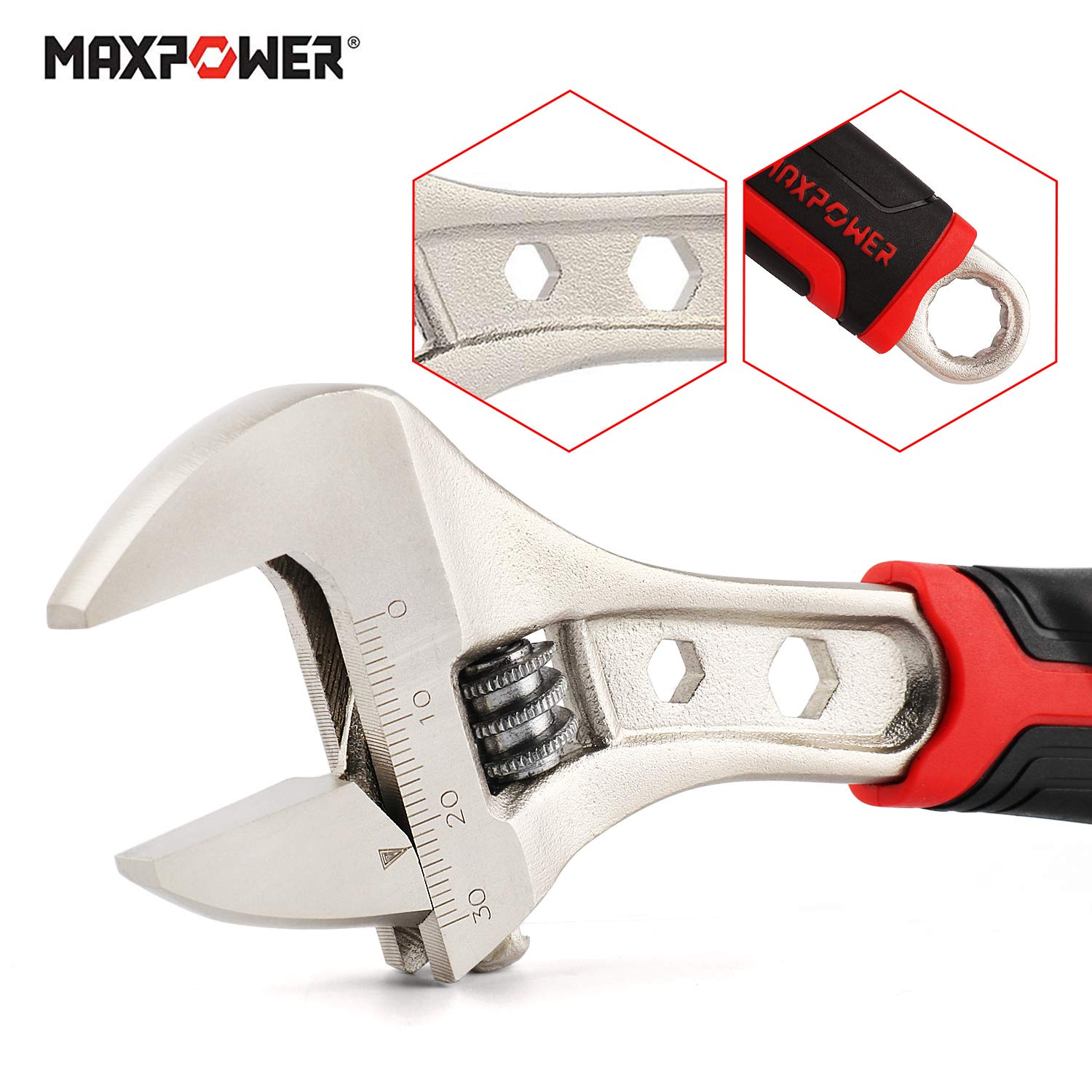 MaxPower Clé à molette 200mm 3-en-1 ouverture 30mm