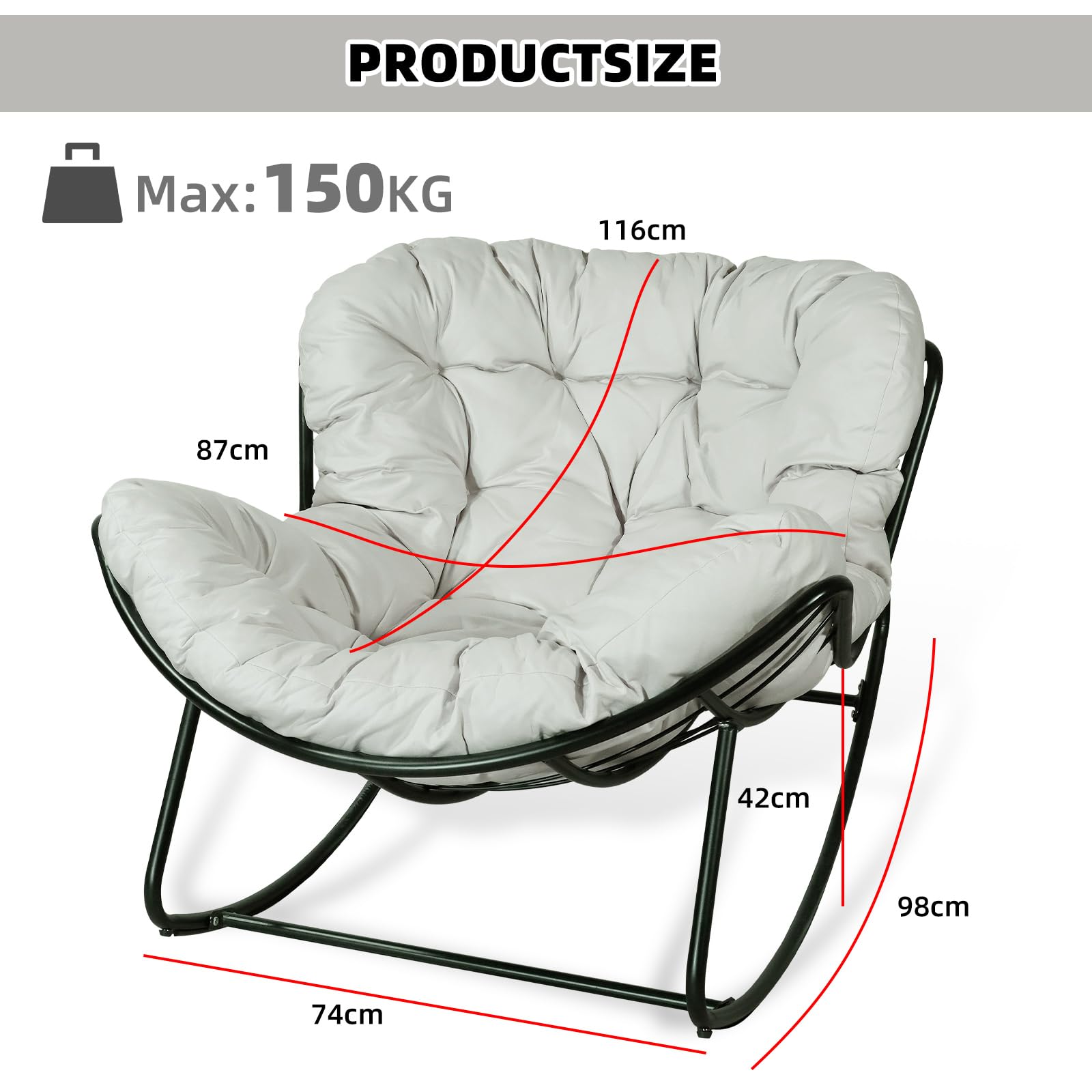 CCLIFE DIY Tools Fauteuil à bascule beige 150 kg