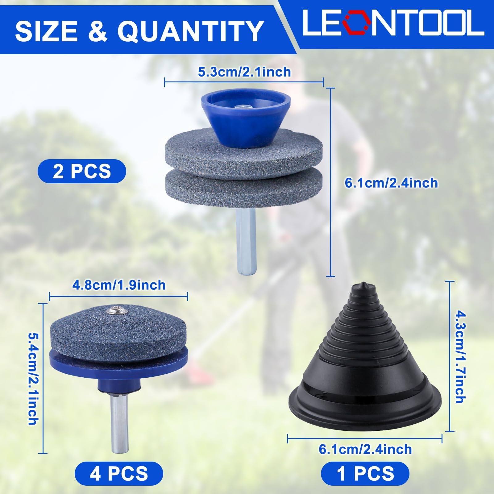LEONTOOL Outils Jardinage Aiguiseurs Lames Tondeuse Lot 7 Corindon