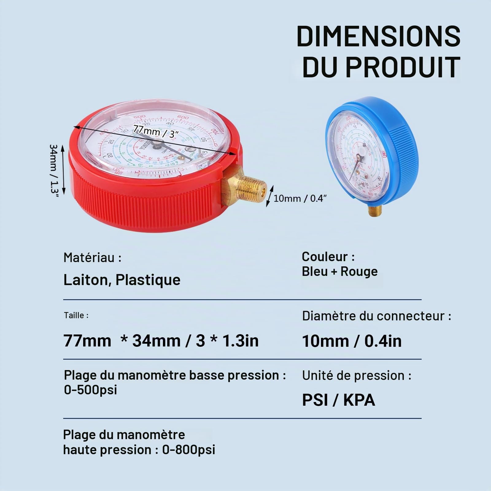 OUKENS Jauge clim auto R410A R134A R22 haute basse pression