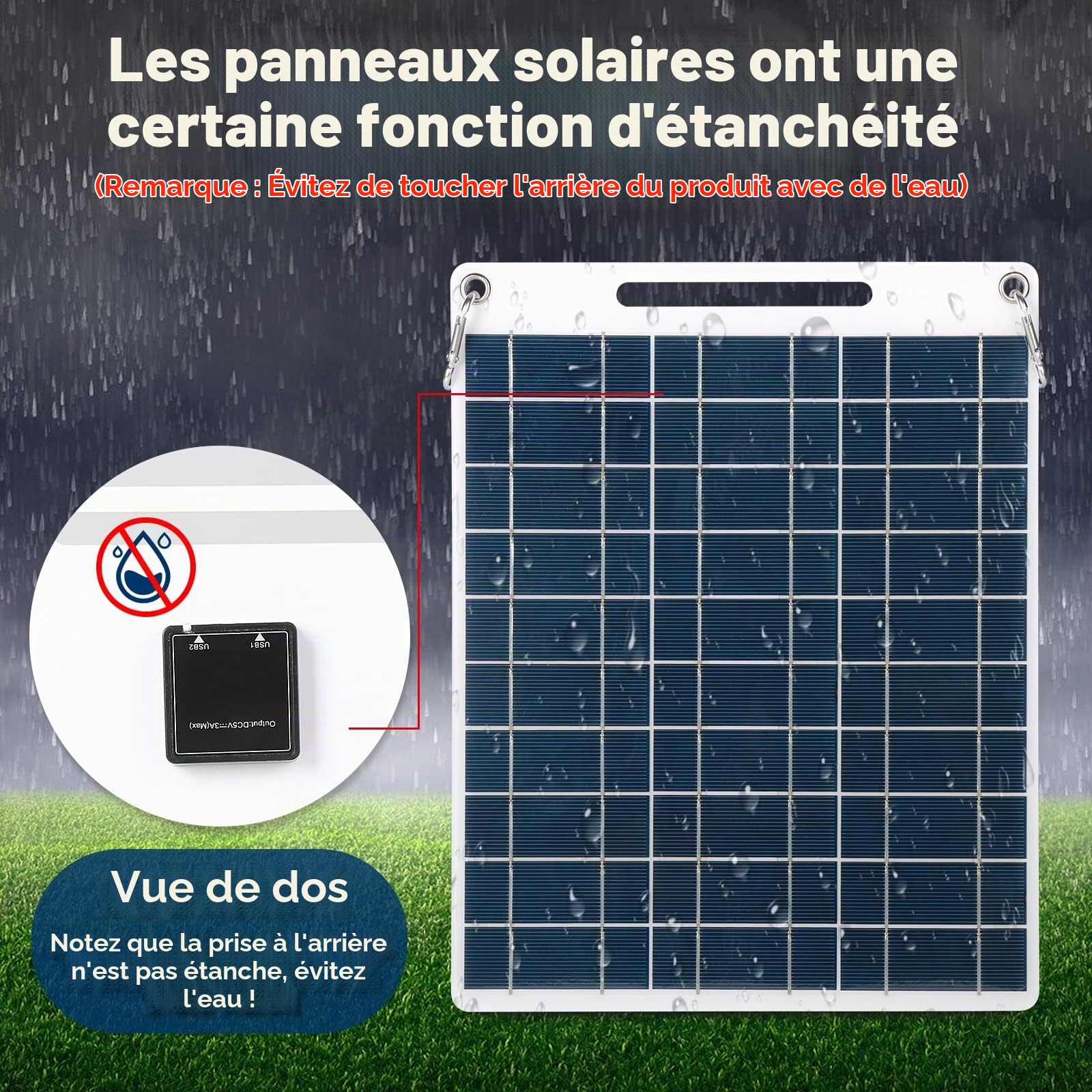 Jadeshay Solaire Photovoltaïque panneau solaire 30W 5V double USB