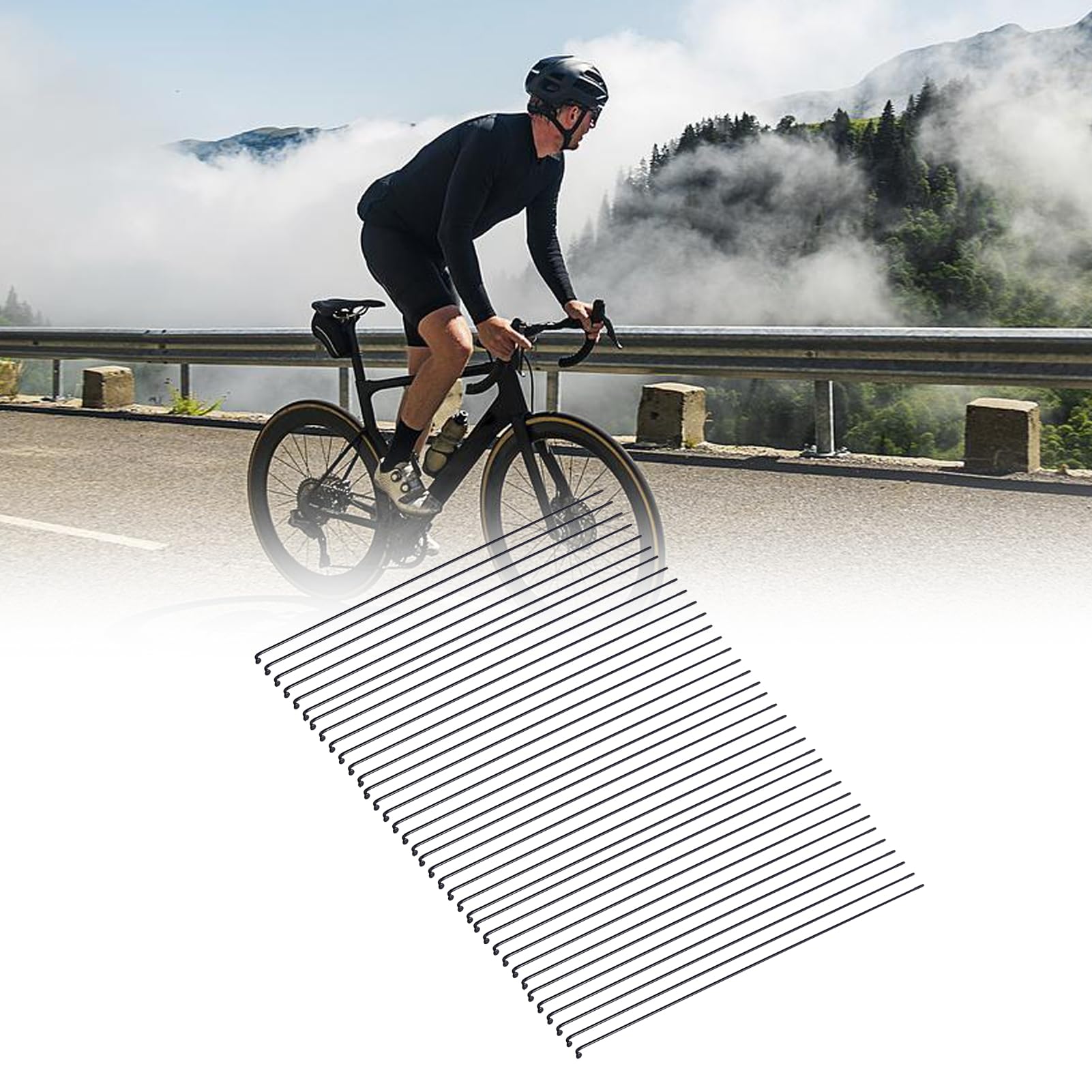 OUKENS Rayons vélo acier noir 259/261 mm lot 36