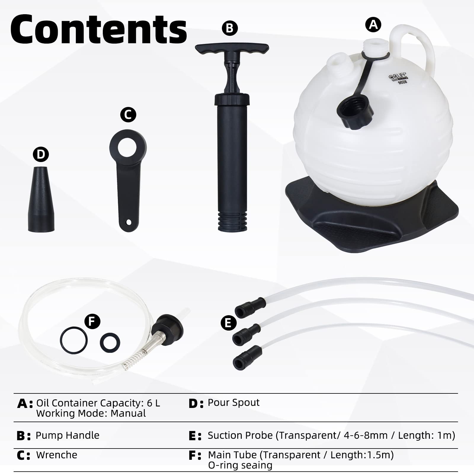 CCLIFE Oil Tools pompe aspiration huile manuelle 6L