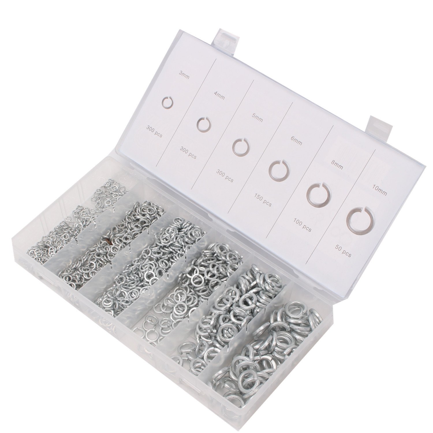 CCLIFE DIY Tools coffret rondelles ressort 1200 pcs 3-10 mm acier