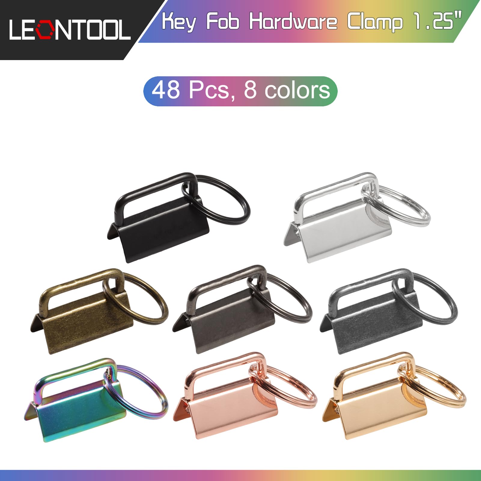 LEONTOOL Pinces porte-clés 3 cm kit 8 couleurs métal