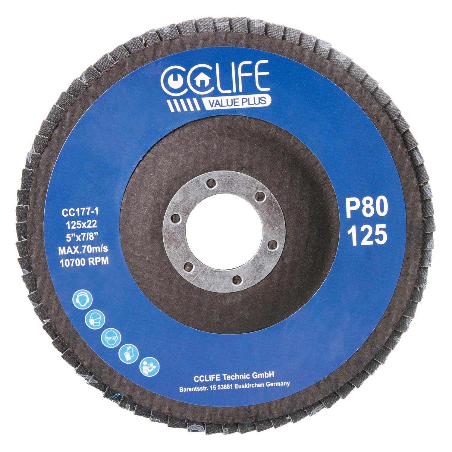 CCLIFE Disques à Lamelles 125 mm P80 Lot de 10