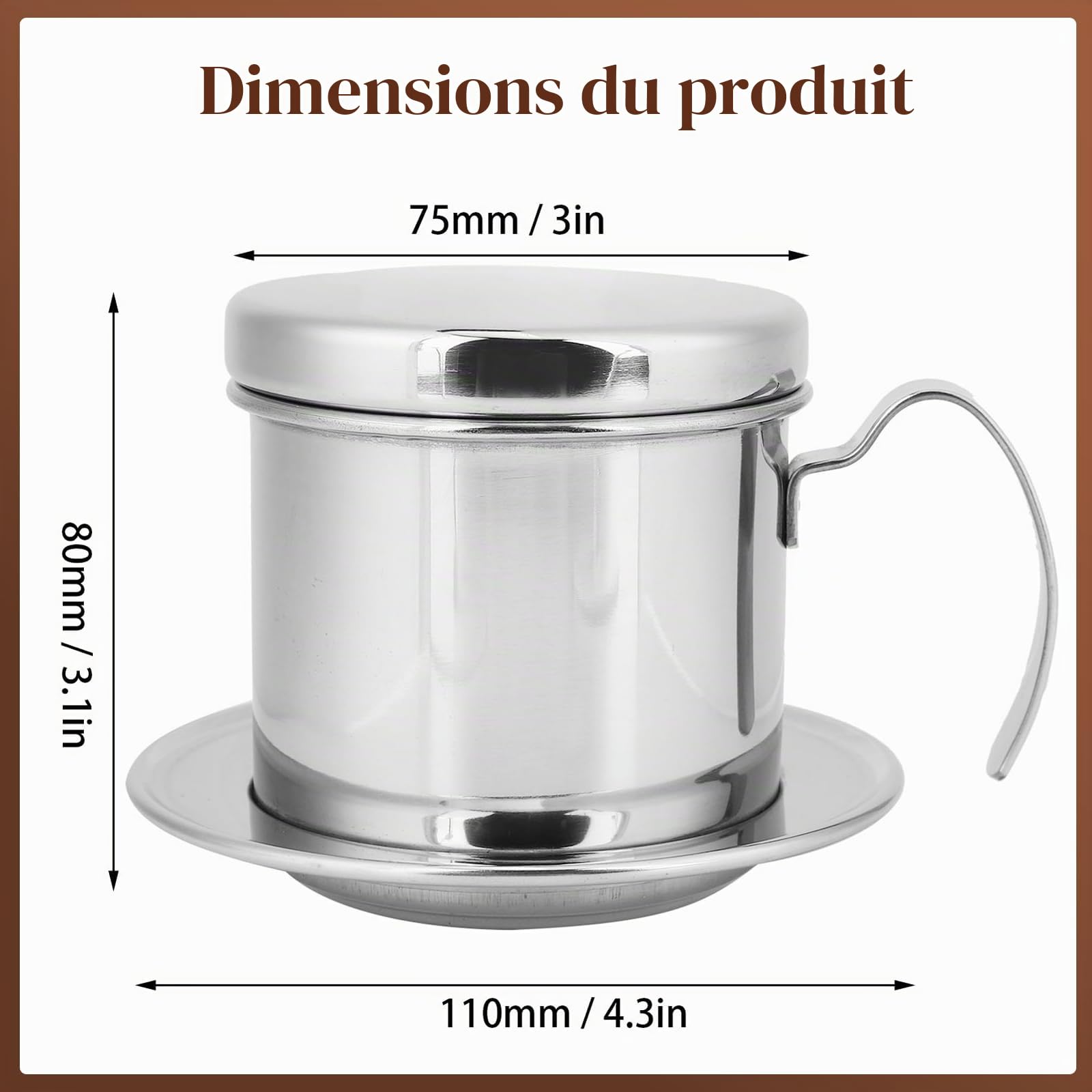 OUKENS Filtre Café Vietnamien Inox 100 ml 1 Tasse Réutilisable