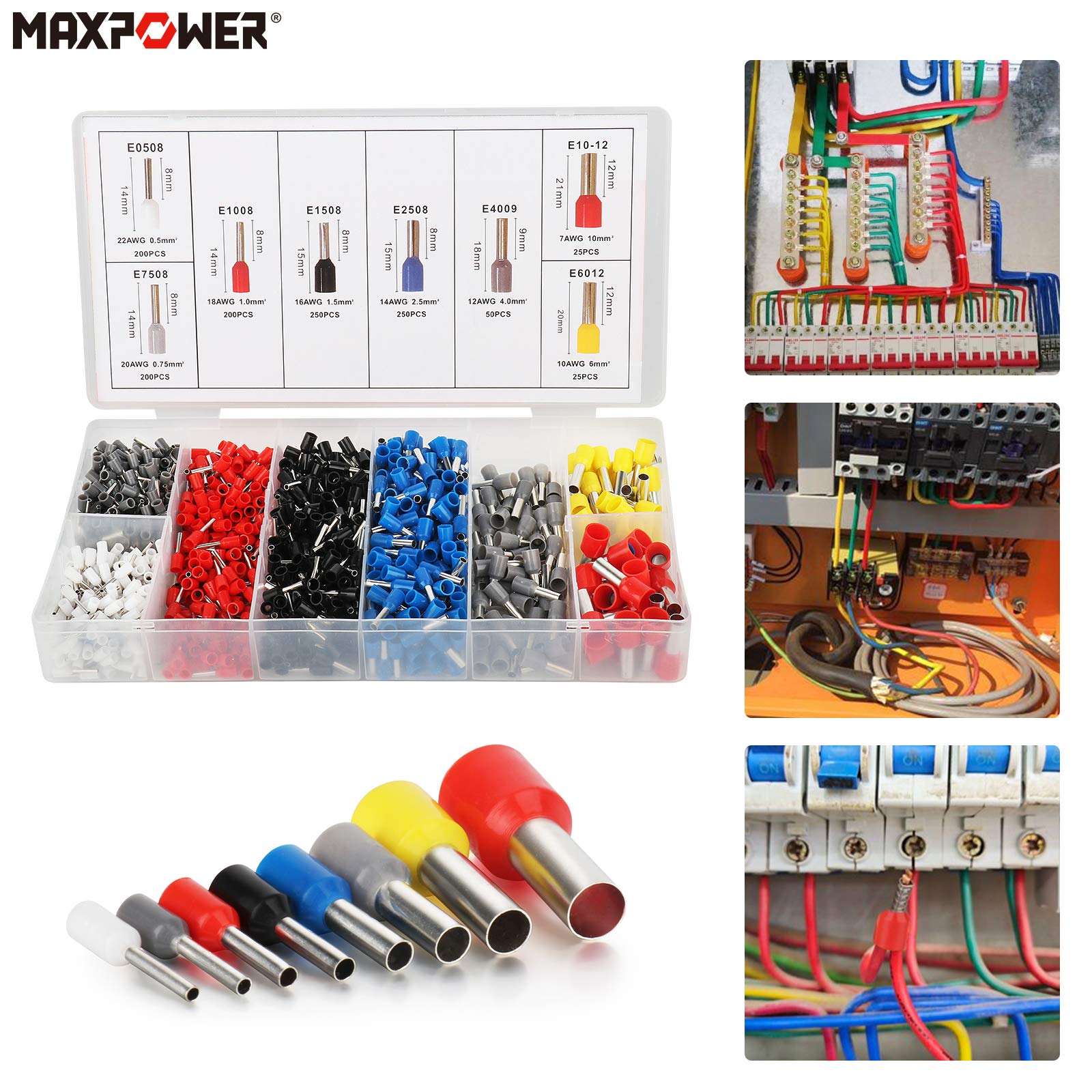MAXPOWER Outils électriques kit pince à sertir 1200 cosses 0,25-10mm²