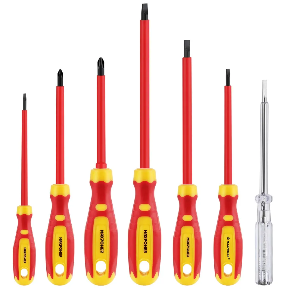 MaxPower Outils isolés 7 tournevis 1000V VDE + testeur